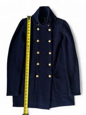 Ralph Lauren Dark Navy Textured Wool with Gold Buttons